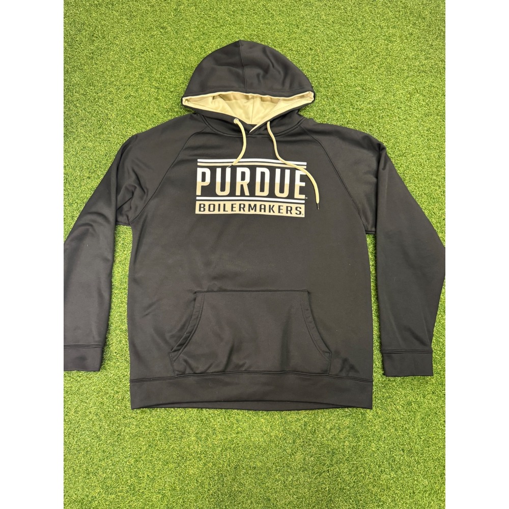 Colosseum Purdue‎ Boilermakers Mens XL Hoodie Black Gold NCAA Sweatshirt Raglan